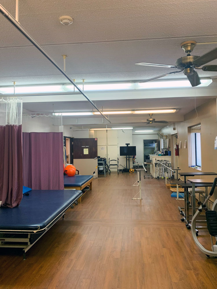 A photo of our rehabilitation gym at the Estates at St. Louis Park Skilled Nursing facility in Minnesota.