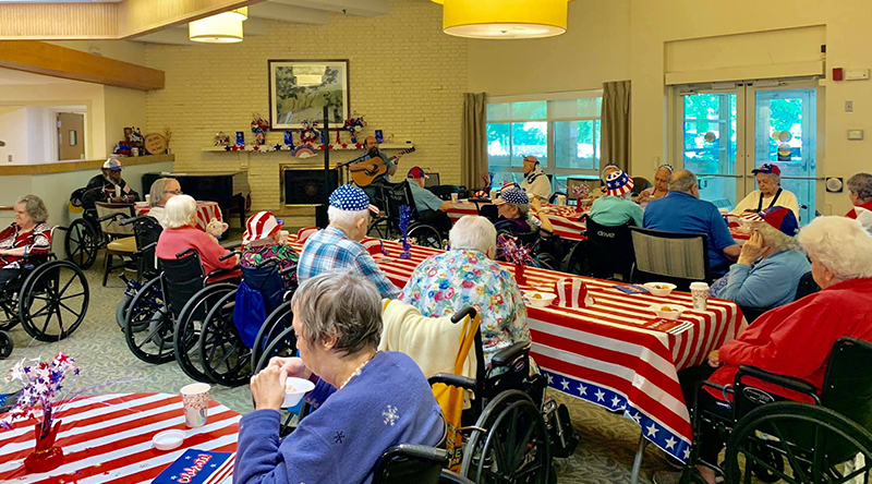 Residents in skilled nursing enjoying company with each other