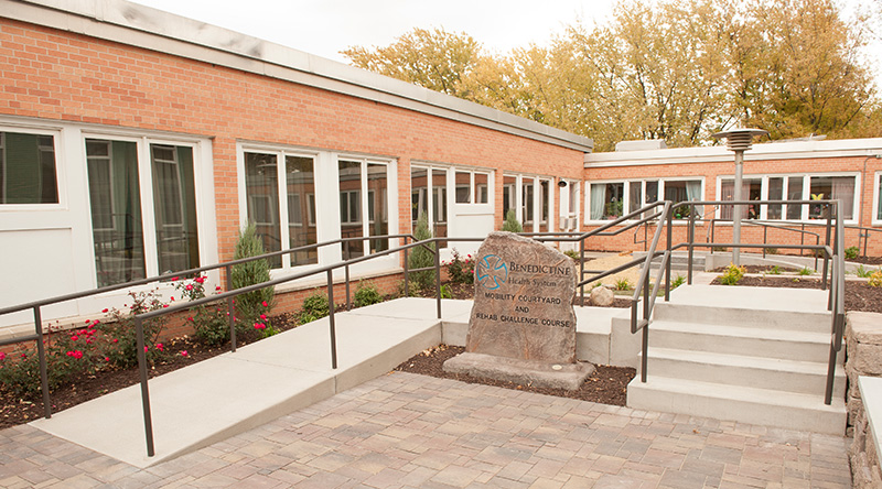 paved courtyard at our skilled care facility